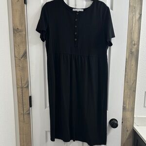 Black Buttoned Midi Dress
